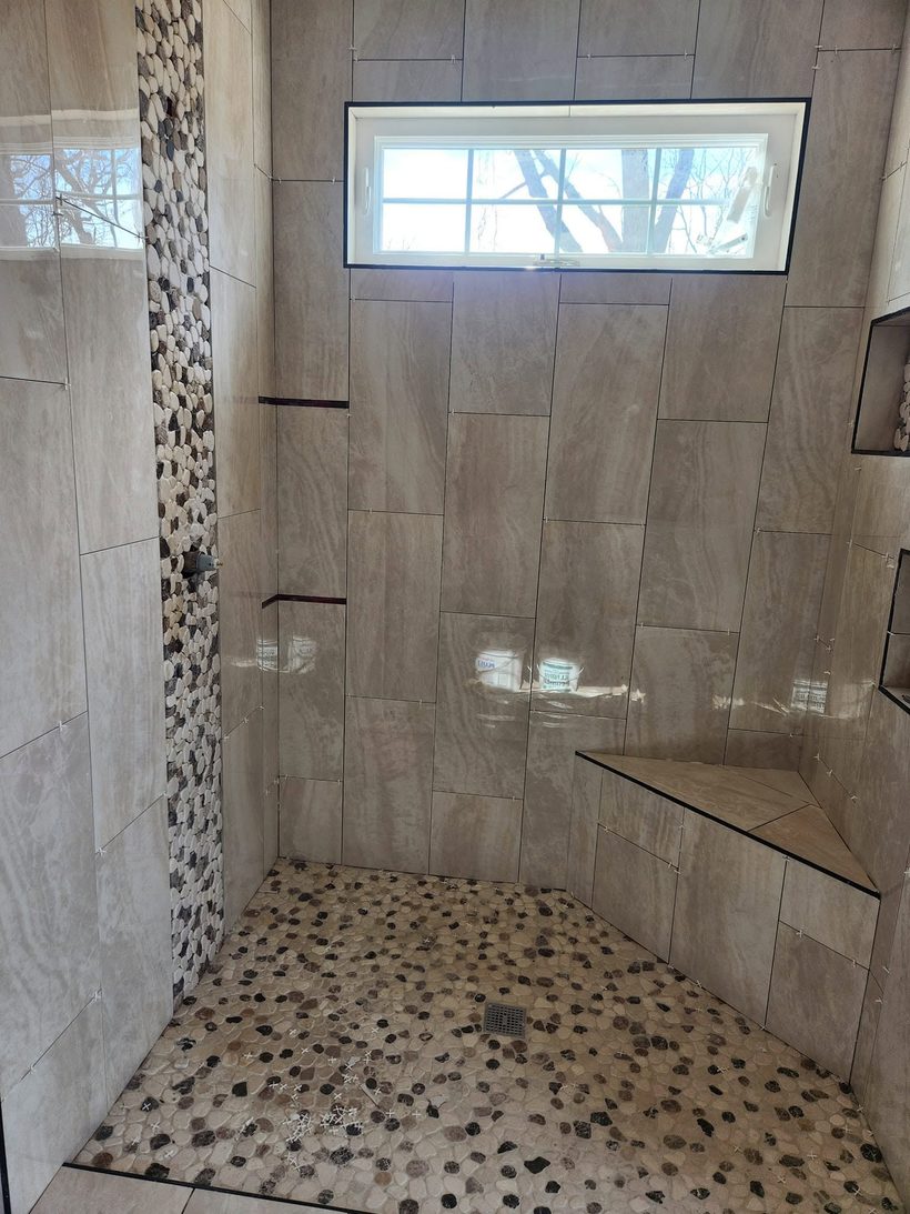 Custom walk-in tile shower — B&W Floor Covering, Lake of the Ozarks
